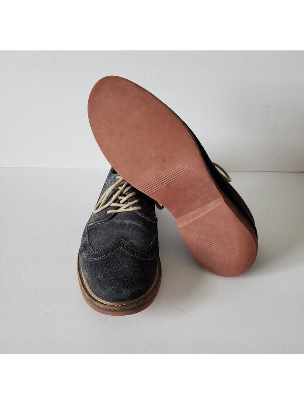 1901 Gray Suede Oxford Wingtip Shoes Size 9 - Picture 6 of 9